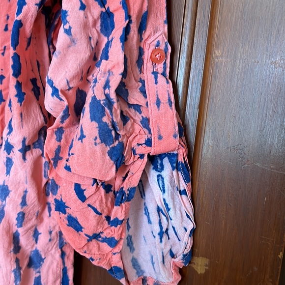 COMO Tie Dye Style Vintage Cute Tie Neck Boho Top Size Large - Picture 3 of 9